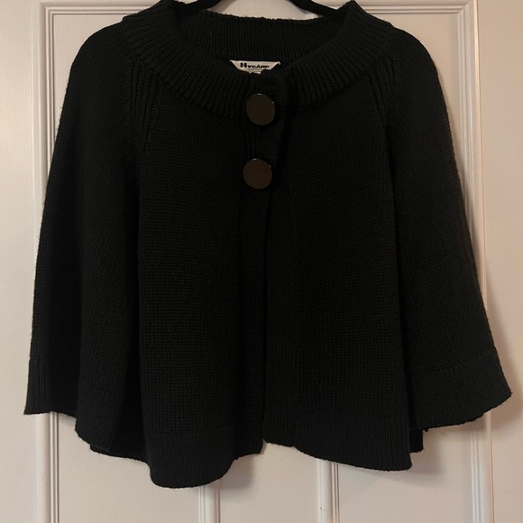 Sophisticated Designer Sweater Cape Black Size Medium - Picture 2 of 10